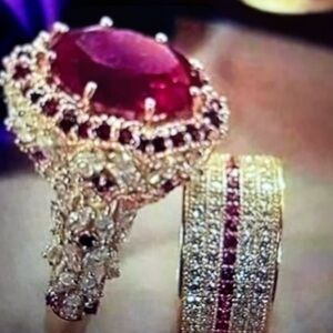Elegant Ruby and Diamond Ring Set